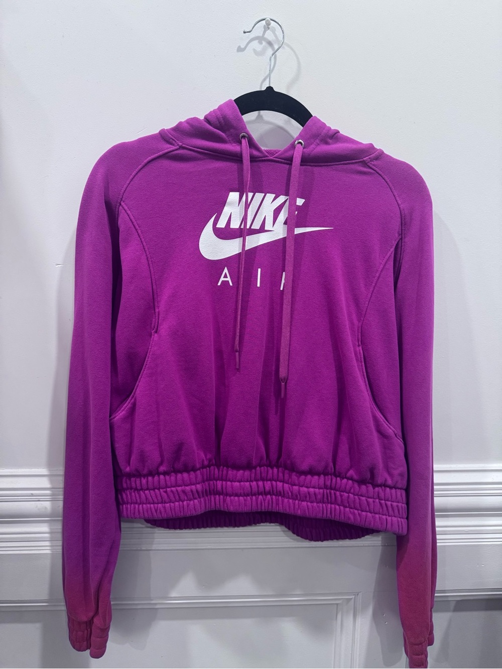 Nike Purple Drawstring Cropped Hoodie